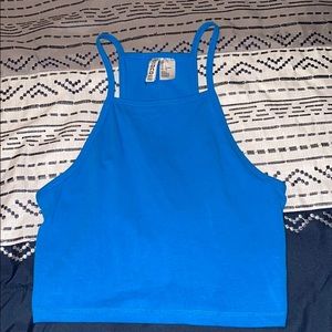 blue cropped tank top